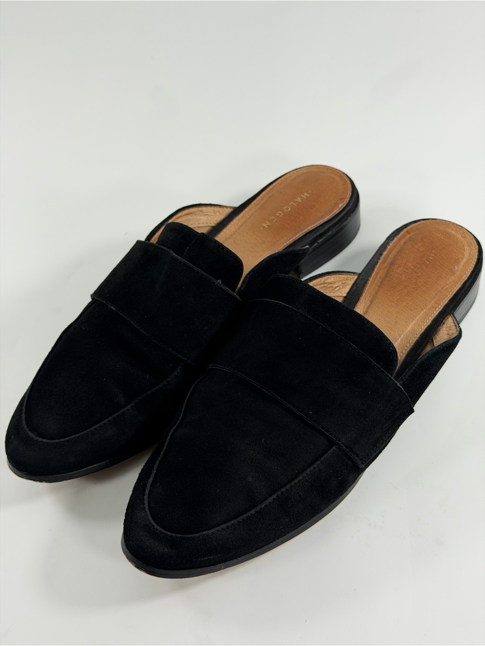 Halogen Black Suede Mule Loafers Minimalist Quiet Luxury‎ Women’s 9